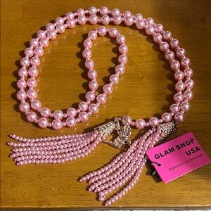 Pink Pearl Necklace and Earring Set